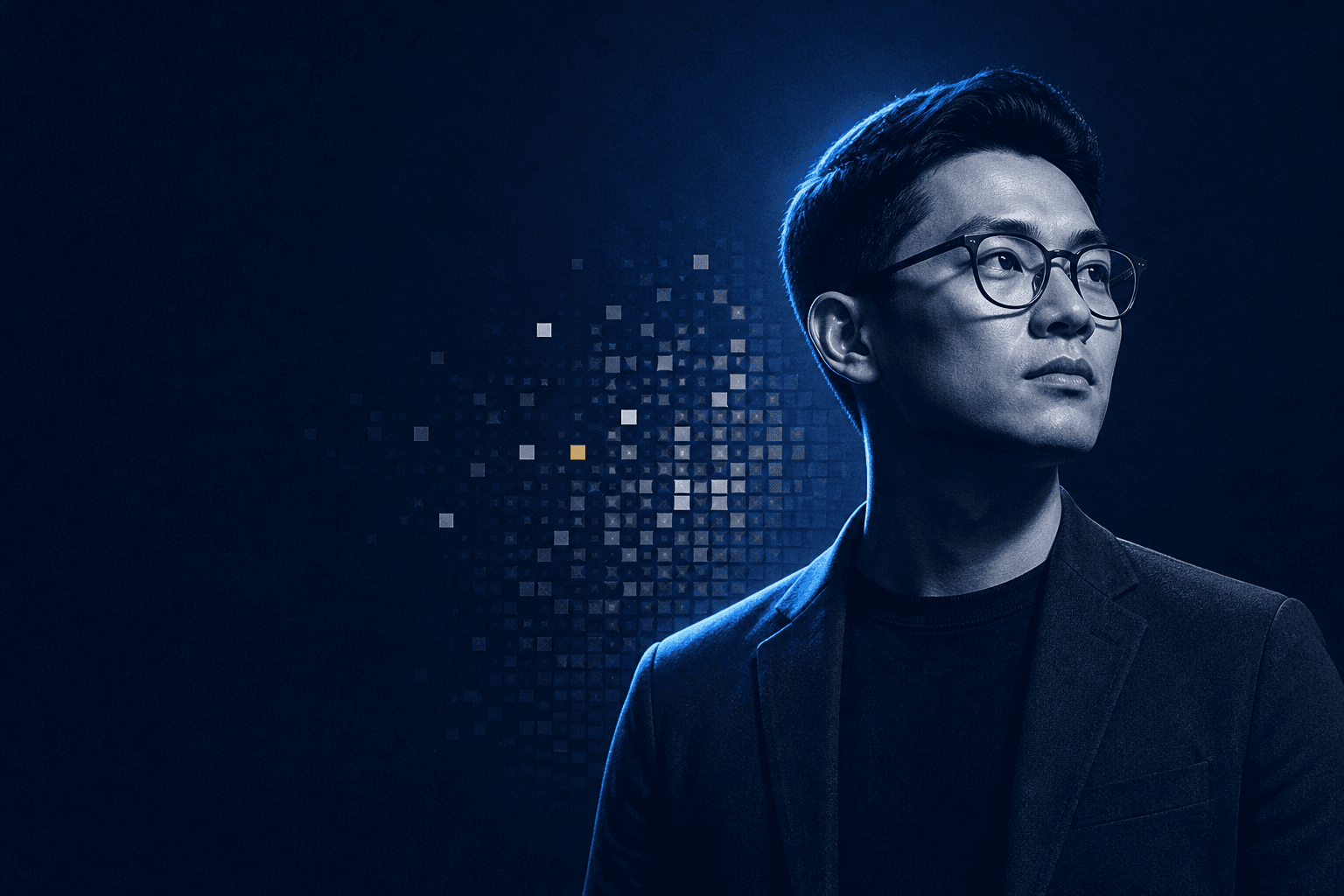 A determined professional tackling a complex AI-driven challenge, cinematic editorial style